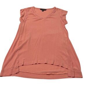 Ellen Tracy peachy orange size small cap sleeve longer in back tunic EUC